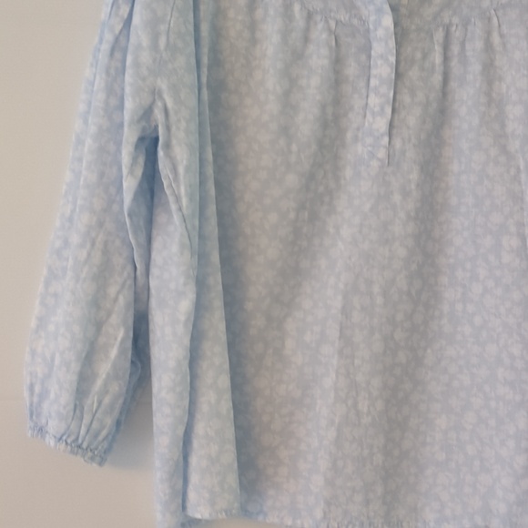 Caslon Light Blue Balloon 3/4 Sleeves Floral Print Cottage Core Airy Blouse XL - Picture 3 of 7